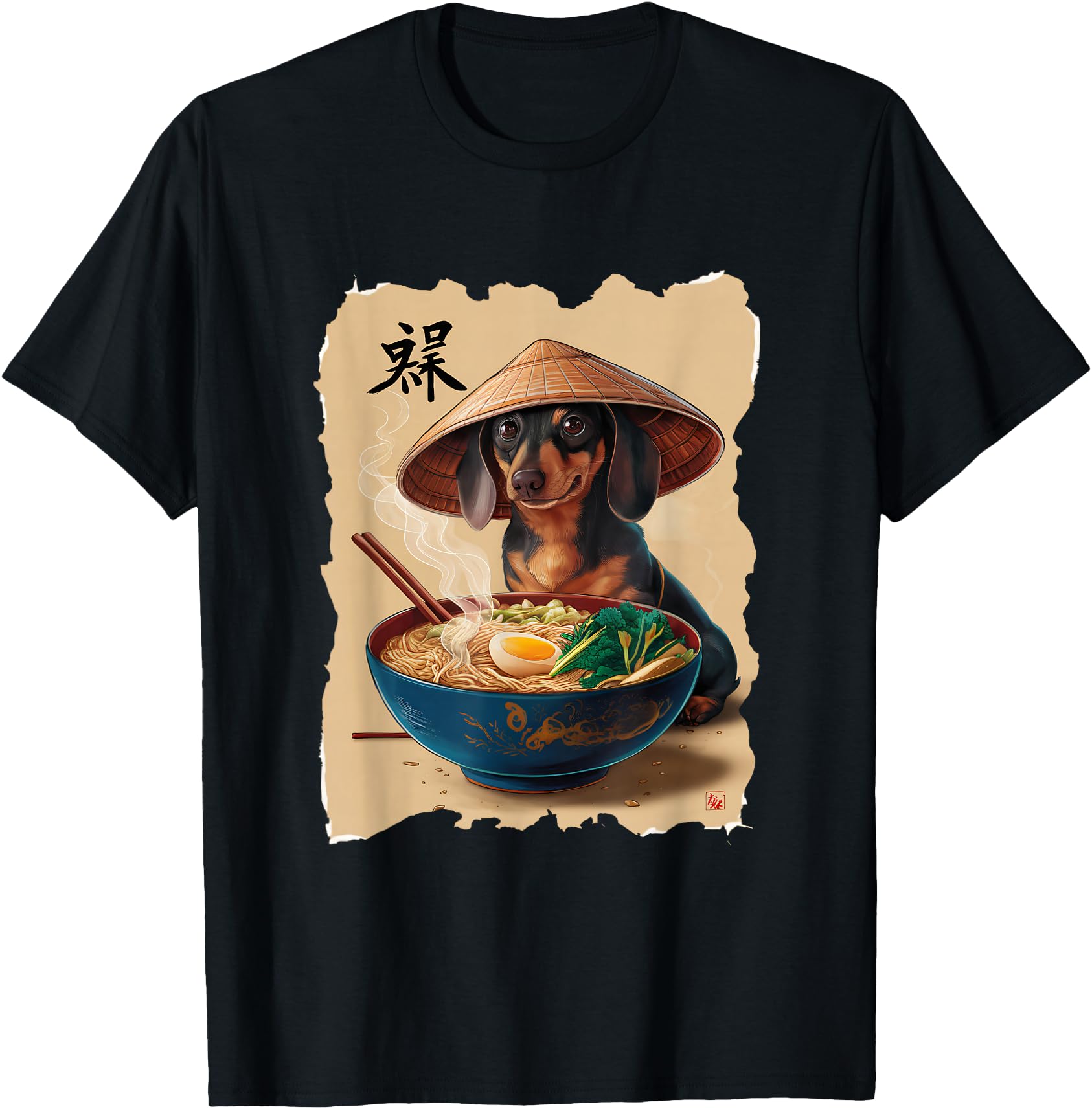Men Woman Kawaii Eating Ramen Japanese Dachshund