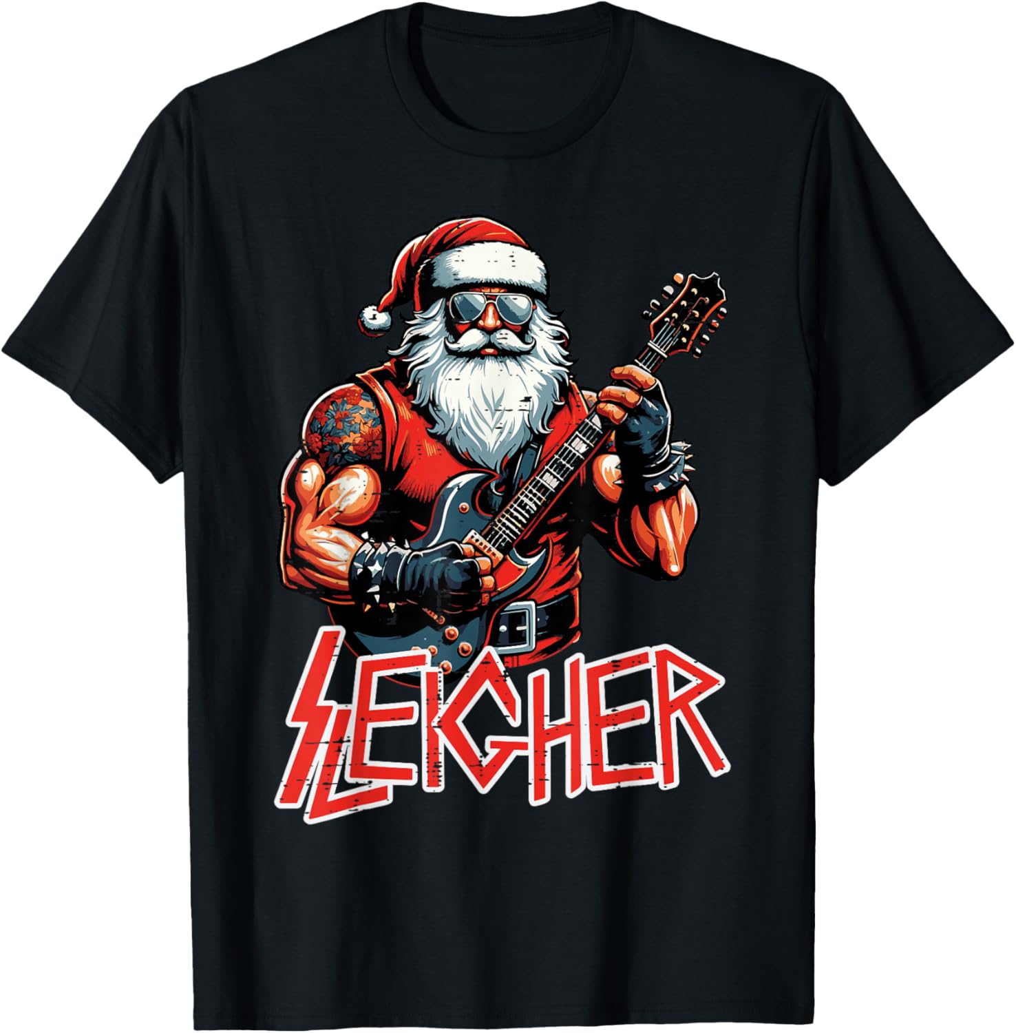 Christmas Santa Guitar Sleigher Xmas Rocker Men Boys Kids