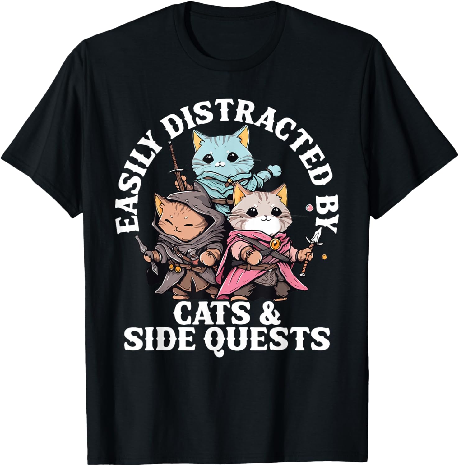 Cats Side Quest Distracted Tabletop Funny Men Women Kids Dad