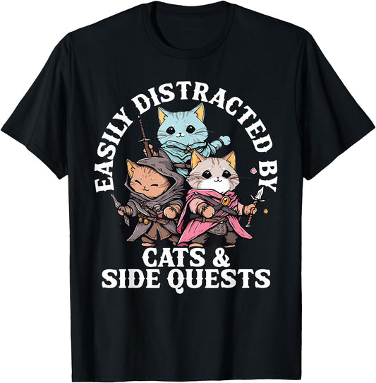 Cats Side Quest Distracted Tabletop Funny Men Women Dad