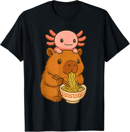 Capybara Anime Ramen Axolotl Funny Graphic Kawaii Capibara