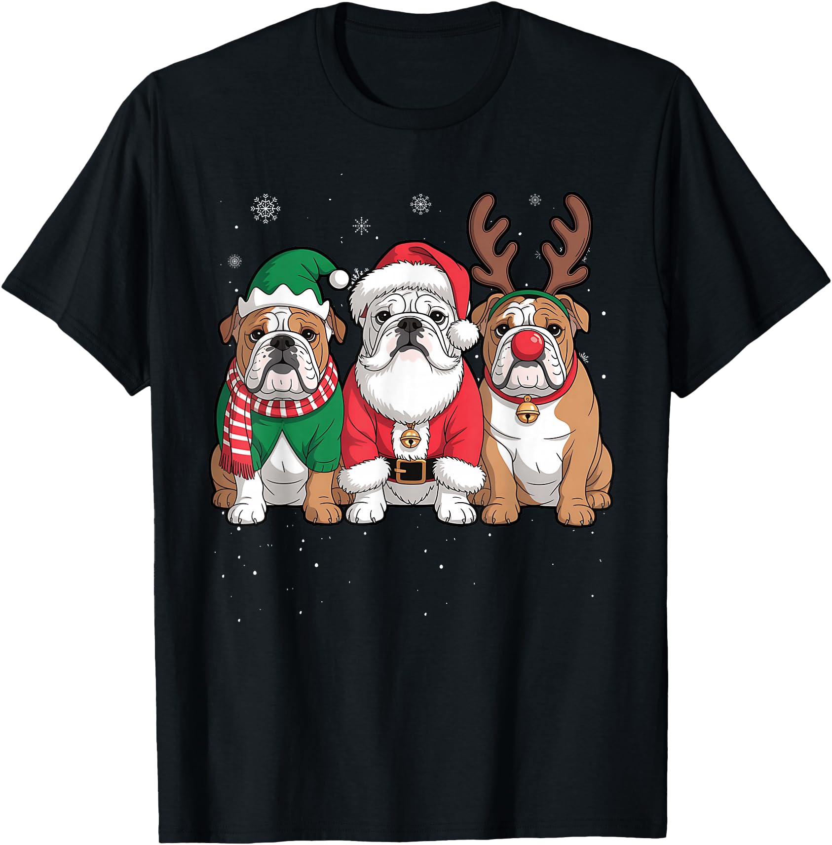 Funny Santa Reindeer English Bulldog Dog Women Men Christmas