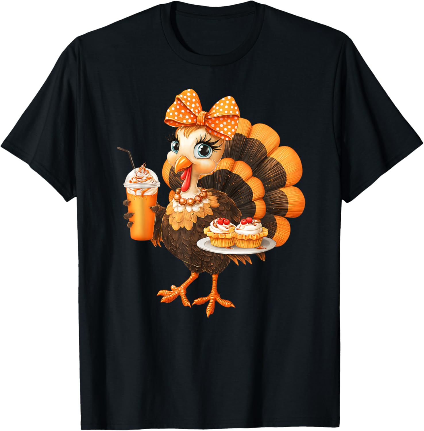 Cute Thanksgiving Turkey Pie Coquette Bow Girly Girl Women