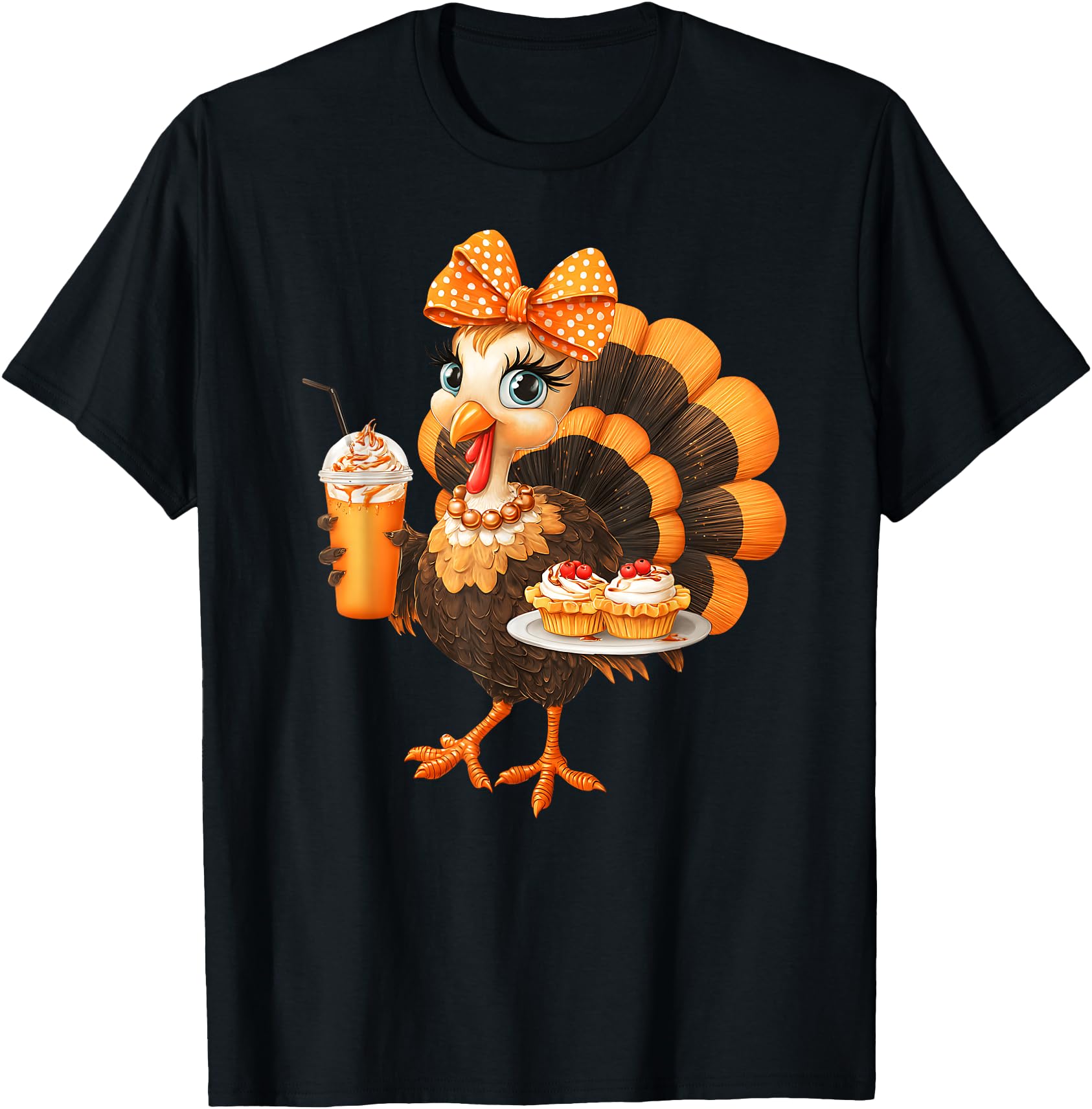 Cute Thanksgiving Turkey Pie Coquette Bow Girly Girl Women