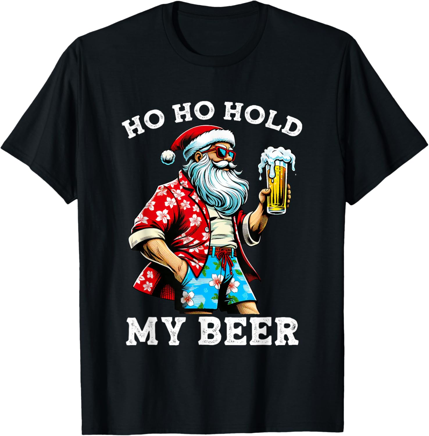 Funny Santa With Sunglasses And Beer Christmas in July