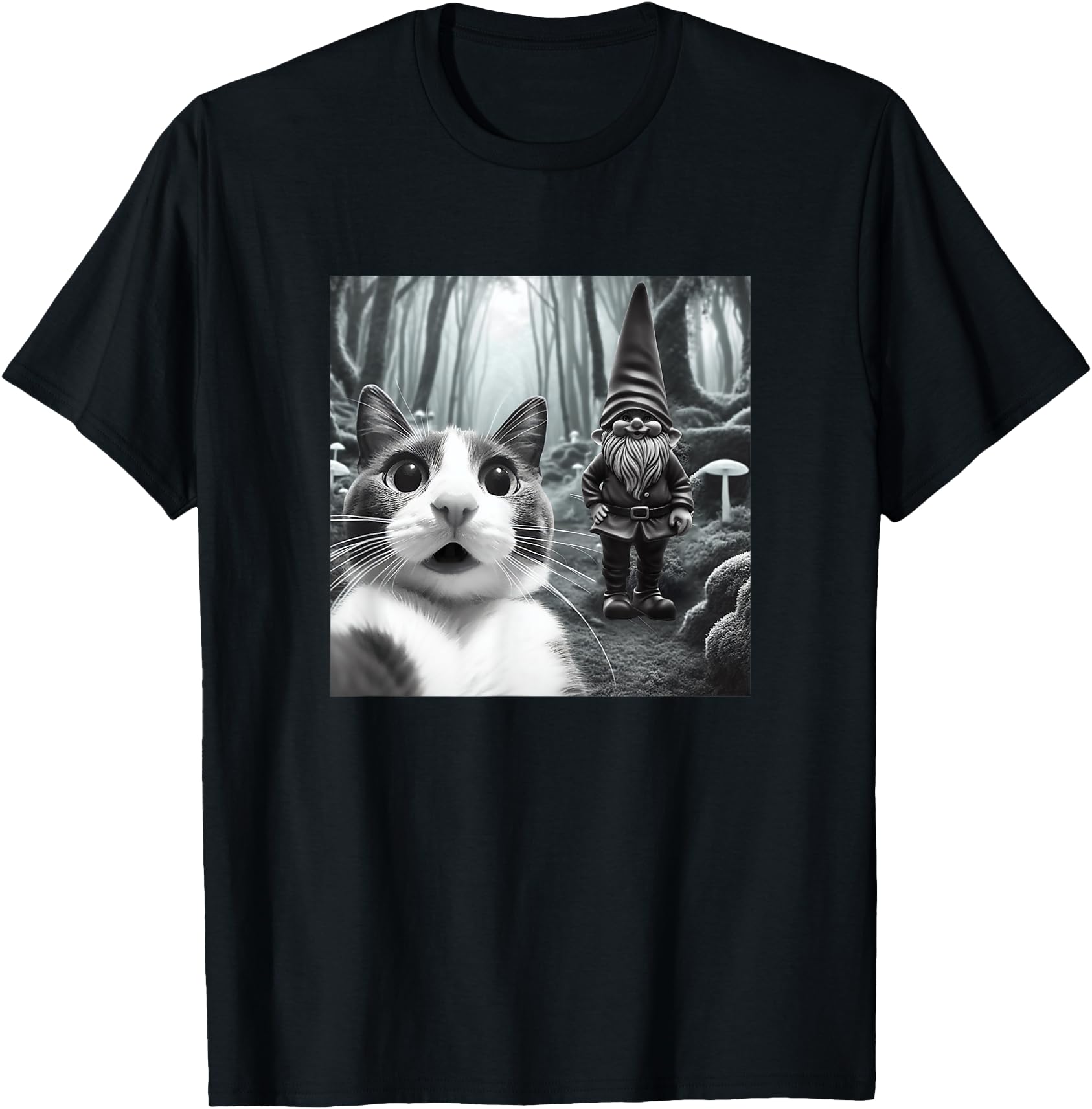 Funny Cat Selfie with Gnome Halloween Fall Christmas Women