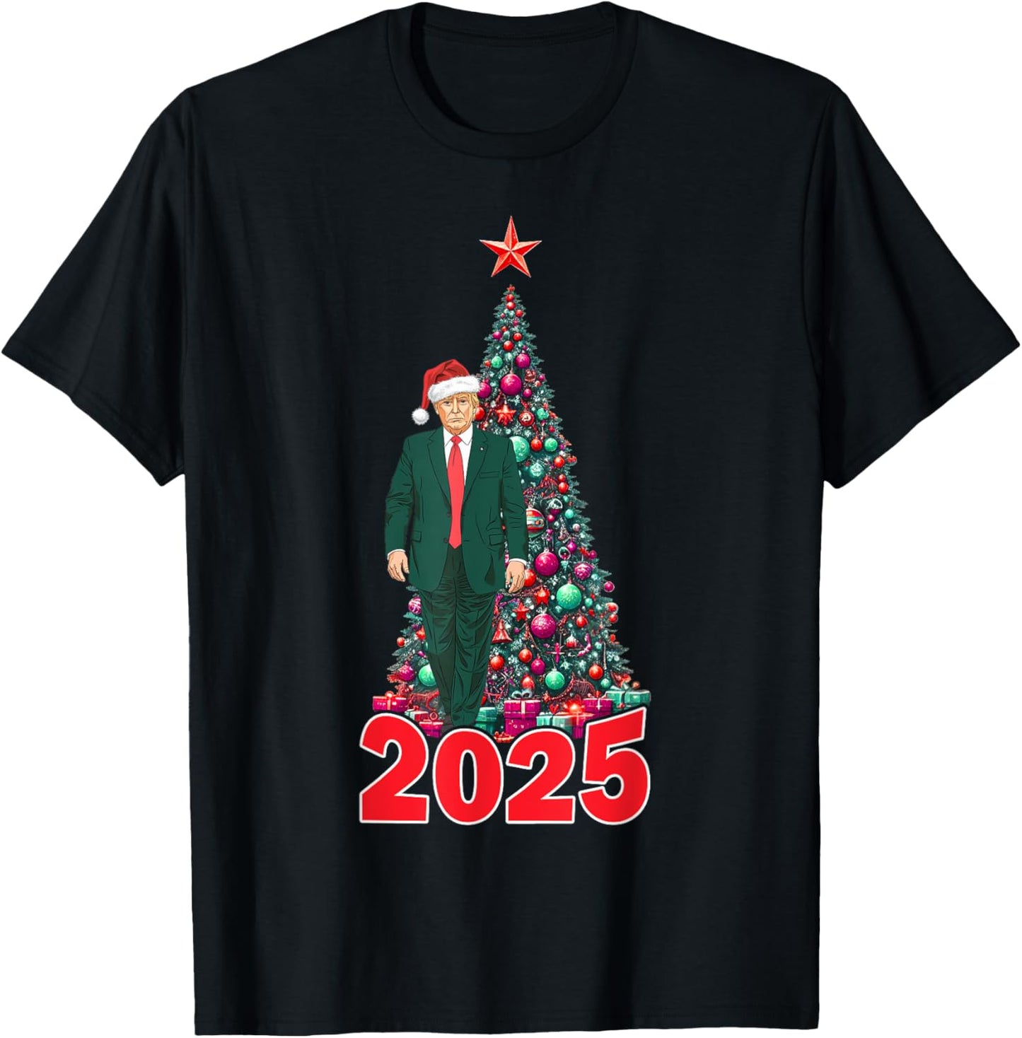 Funny Christmas Trump Santa 2025 Meme Xmas Tree Patriotic