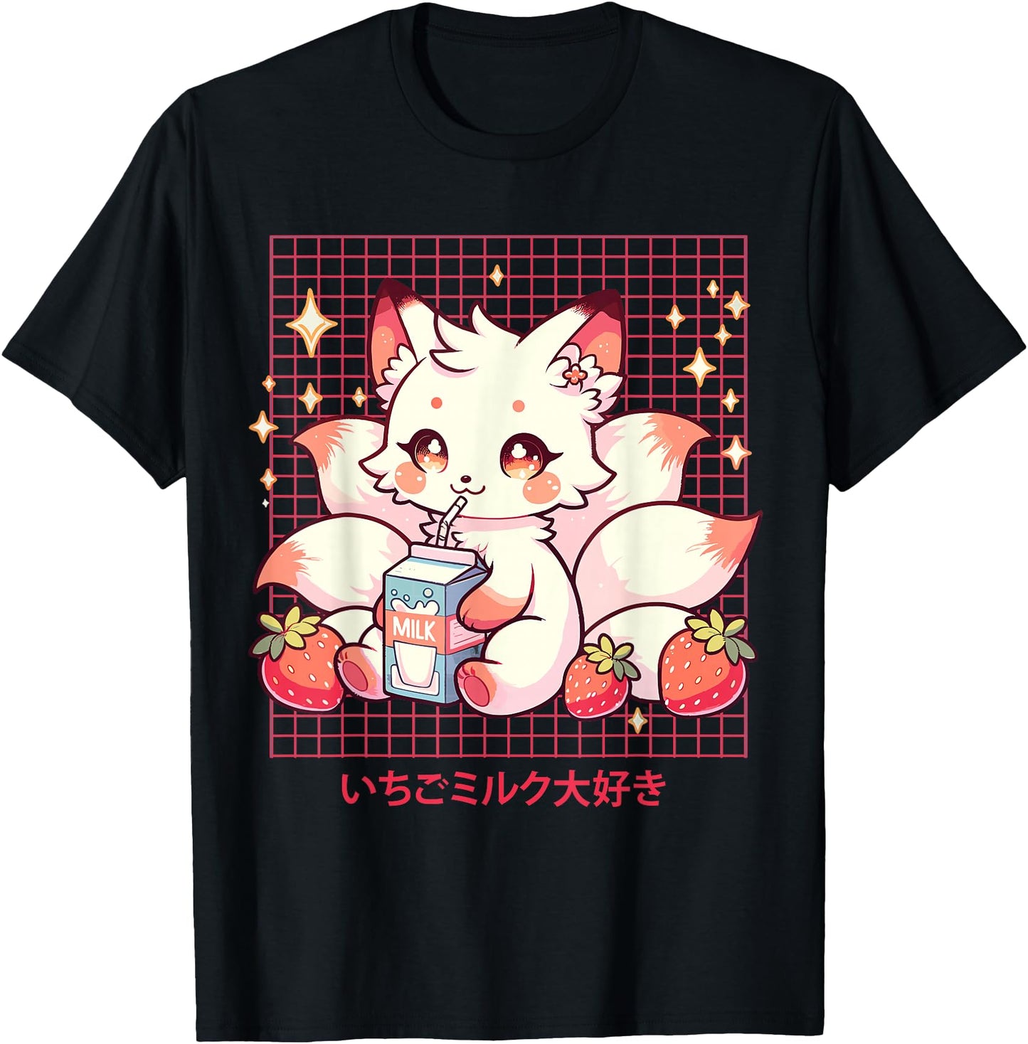Cute Kitsune Japanese Anime Fox Kawaii Strawberry Milk