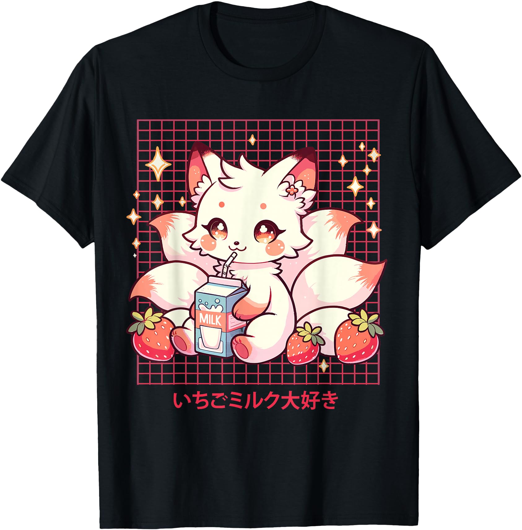 Cute Kitsune Japanese Anime Fox Kawaii Strawberry Milk