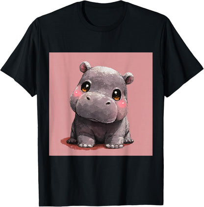 Cute Cartoon Hippo Chibi Style Cute Baby Hippo