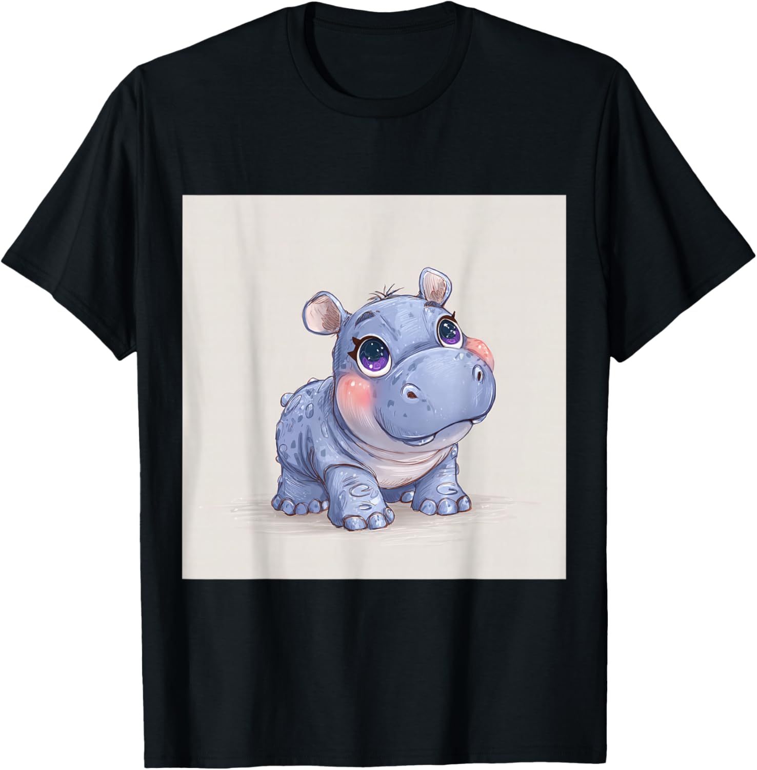 Cute Cartoon Hippo Chibi Style Cute Baby Hippo