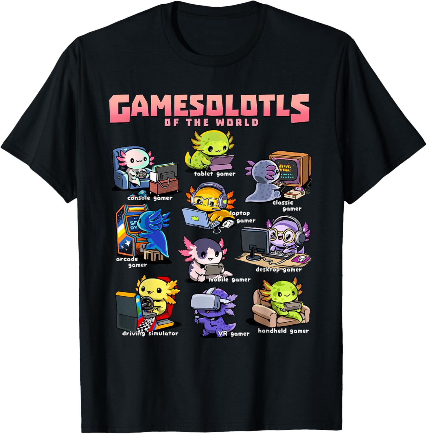 Gamesolotls of the World - Diverse Gamer Axolotl Collection