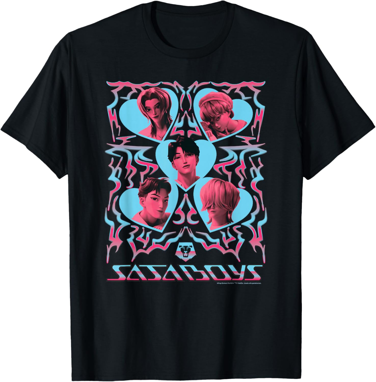 Kpop Demon Hunters Halloween Saja Boys Heart Shapes Portrait