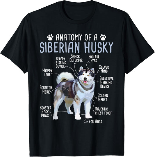 Anatomy Of A Siberian Husky - Dog Breeder Pet Trainer Puppy T-Shirt