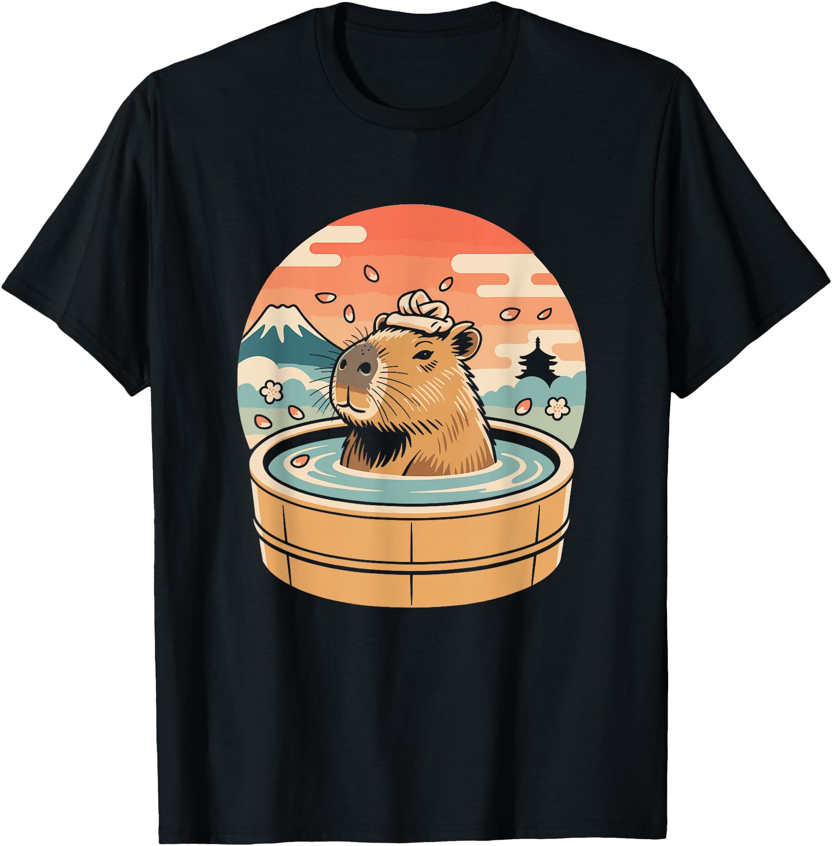 Capybara Relaxing Onsen Japanese Graphic
