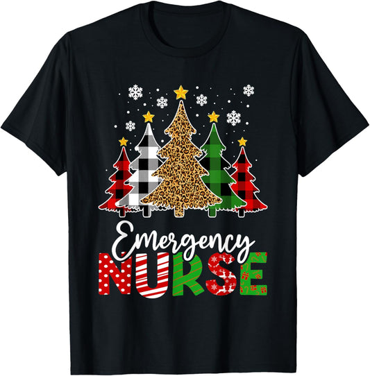 Christmas ER Nursing Shirt Women, Xmas Tree Emergency Nurse