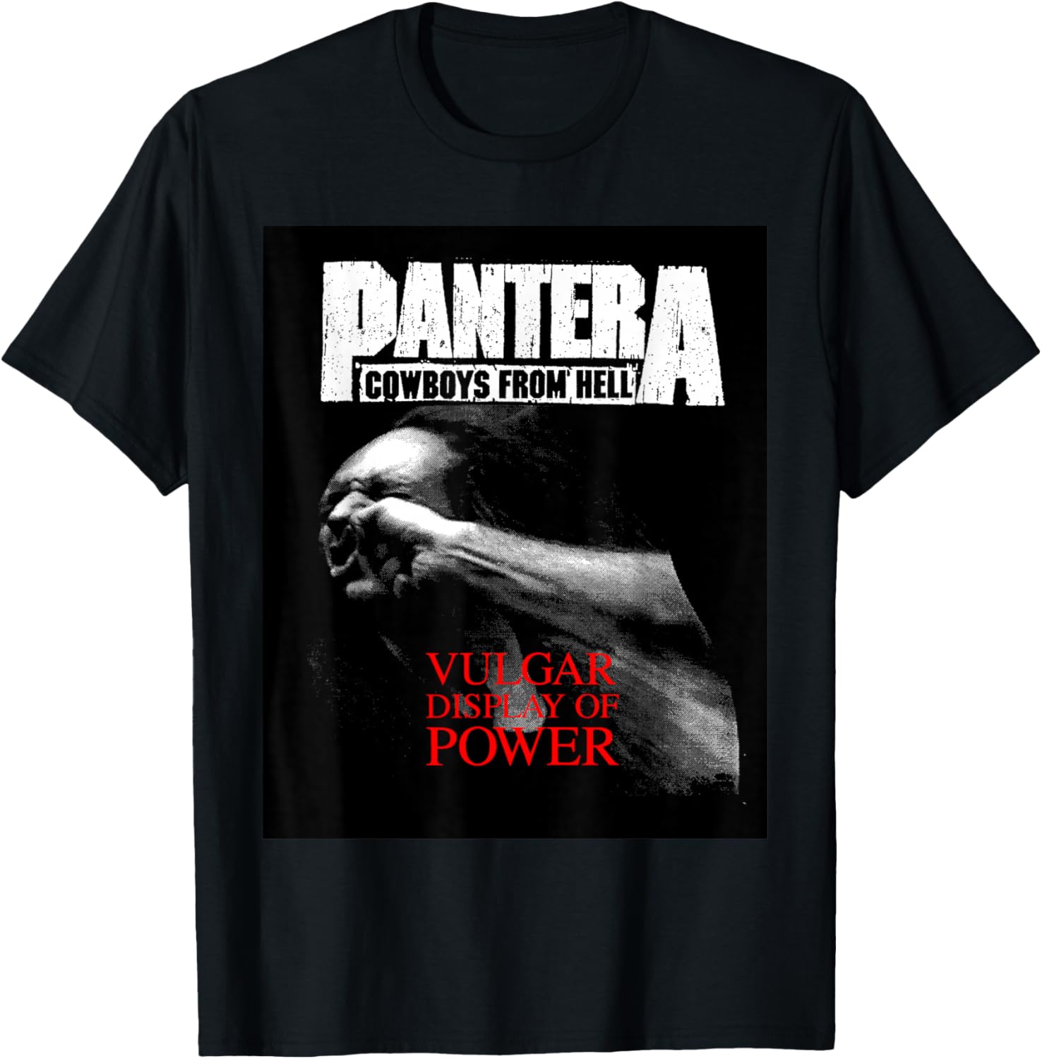 Pantera Official Vulgar Display Of Power T-Shirt - Black - Unisex Adult - Small - Short Sleeve - Crew Neck - Classic Fit - Music Theme - Cotton