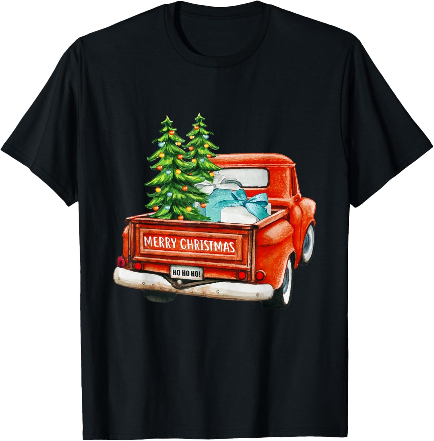 Vintage Wagon Christmas Classic Red Truck Car Xmas Trees