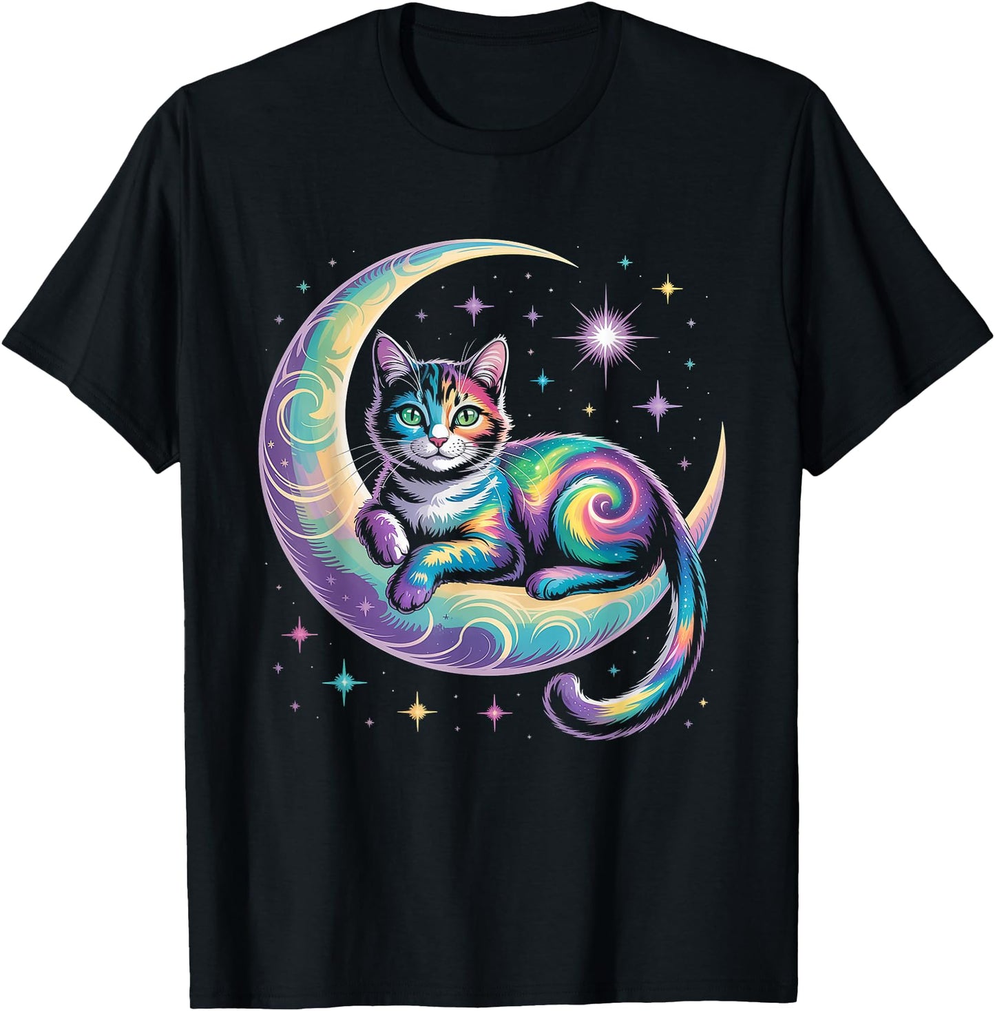 Mystical Space Cosmic Cat T-Shirt - Galaxy Kitten Graphic
