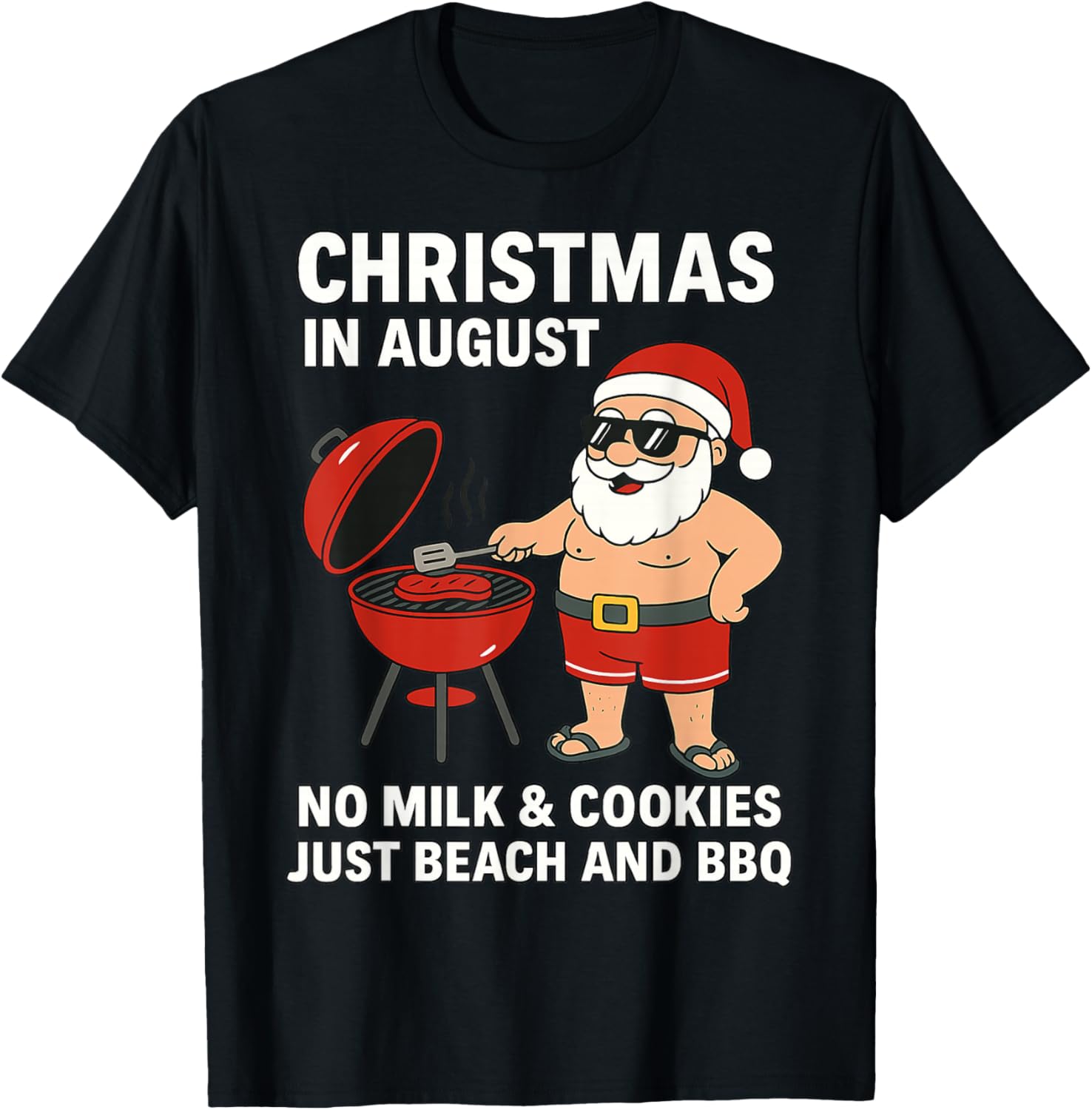 Christmas in August Santa BBQ Beach Fun T-Shirt
