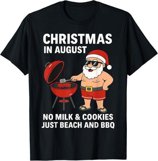 Christmas in August Santa BBQ Beach Fun T-Shirt