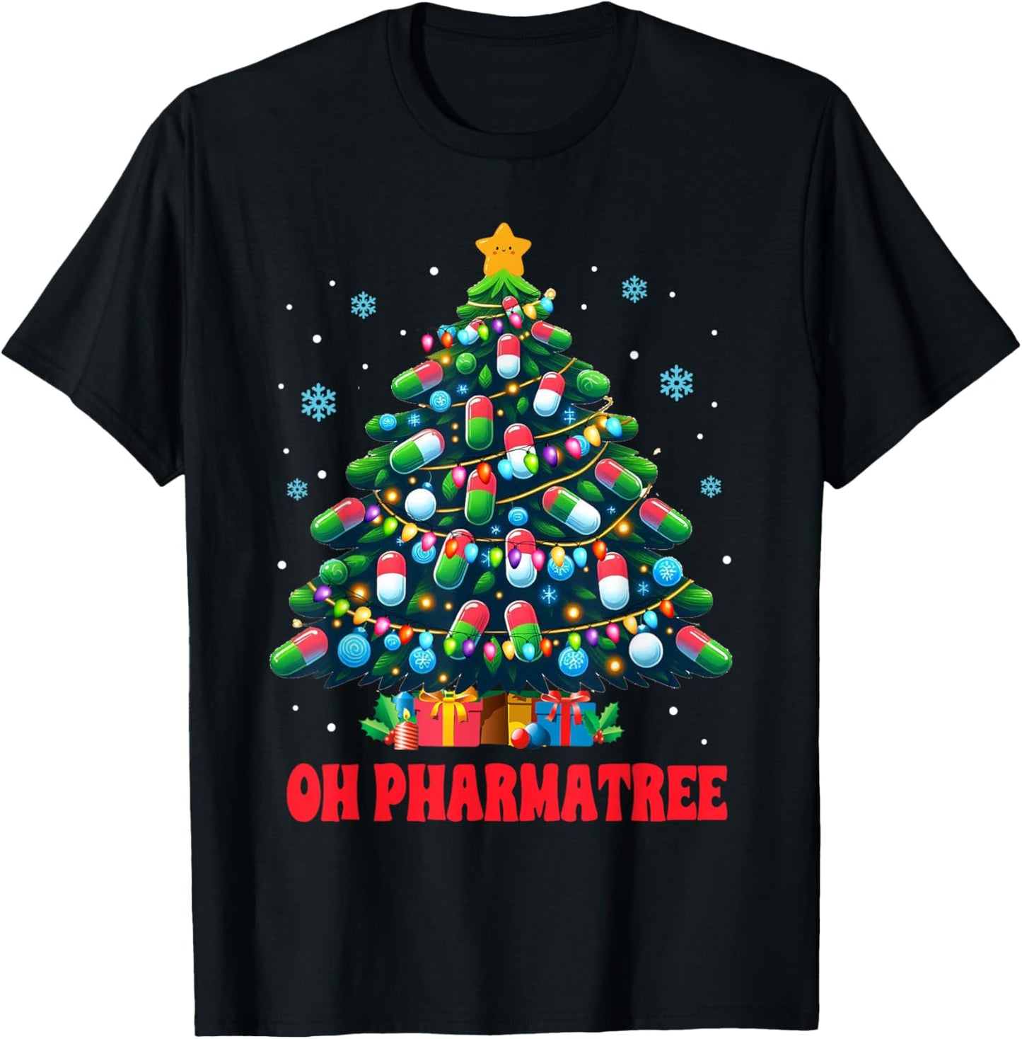 Pharmacy Tech Merry Christmas Xmas T-Shirt - Unisex Adults - Black - Small - Short Sleeve - Christmas Pharmacy Tech