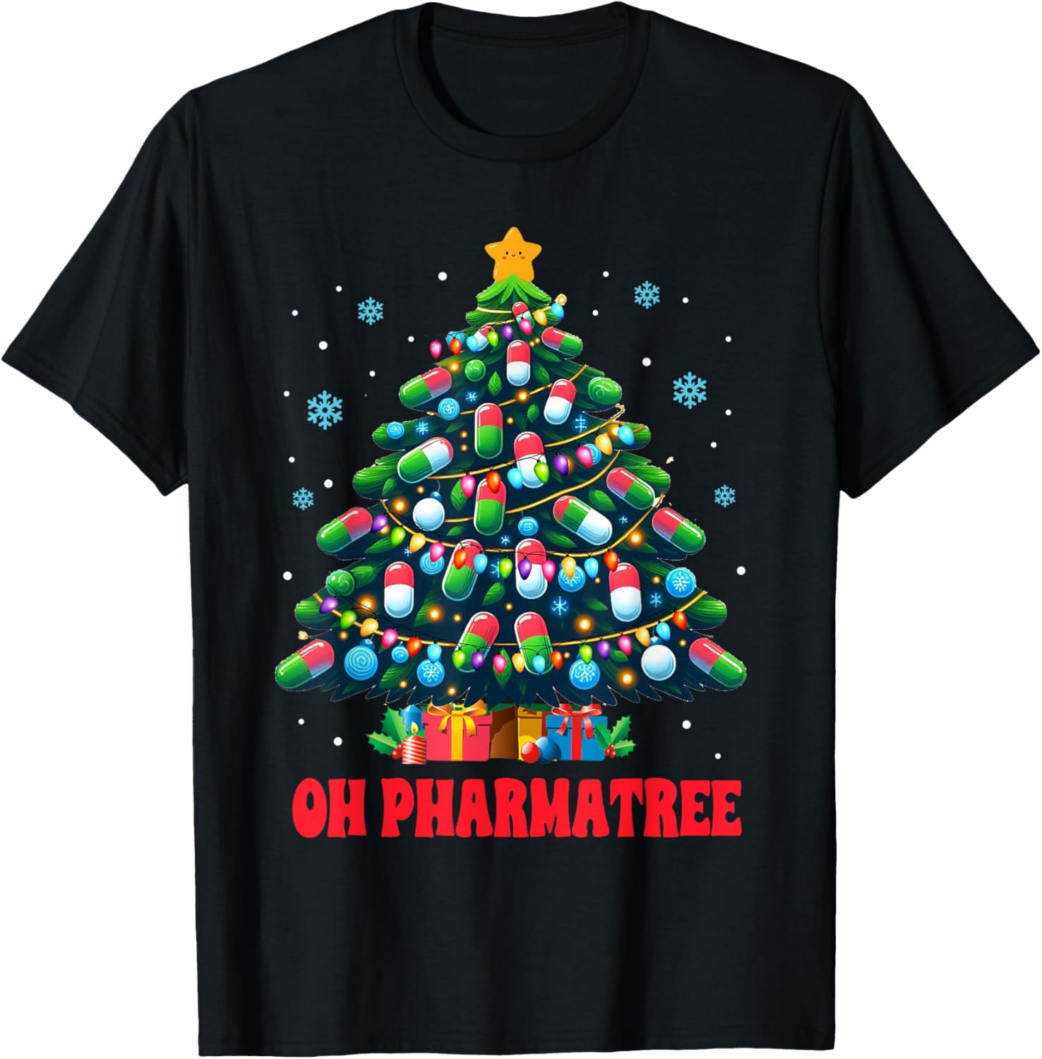 Pharmacy Tech Merry Christmas Xmas T-Shirt - Unisex Adults - Black - Small - Short Sleeve - Christmas Pharmacy Tech