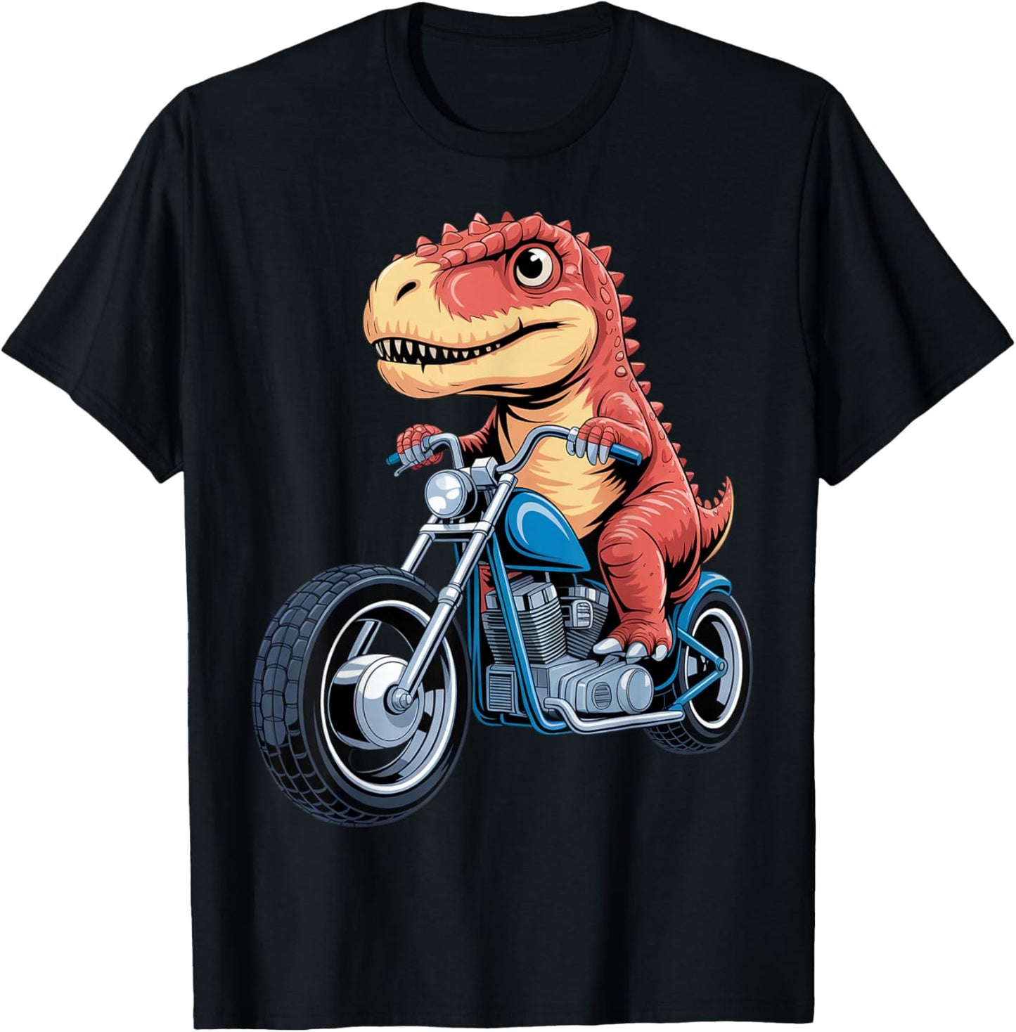 Funny Dino Riding Motorcycle - Chibi Art