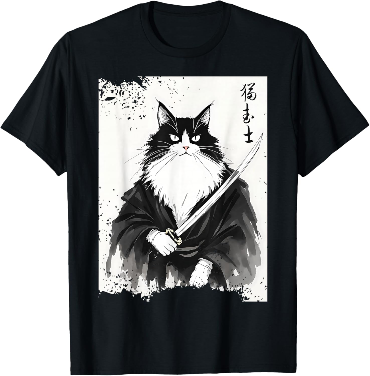 Fierce Samurai Cat Japanese Ukiyo-e Art Anime Warrior Design