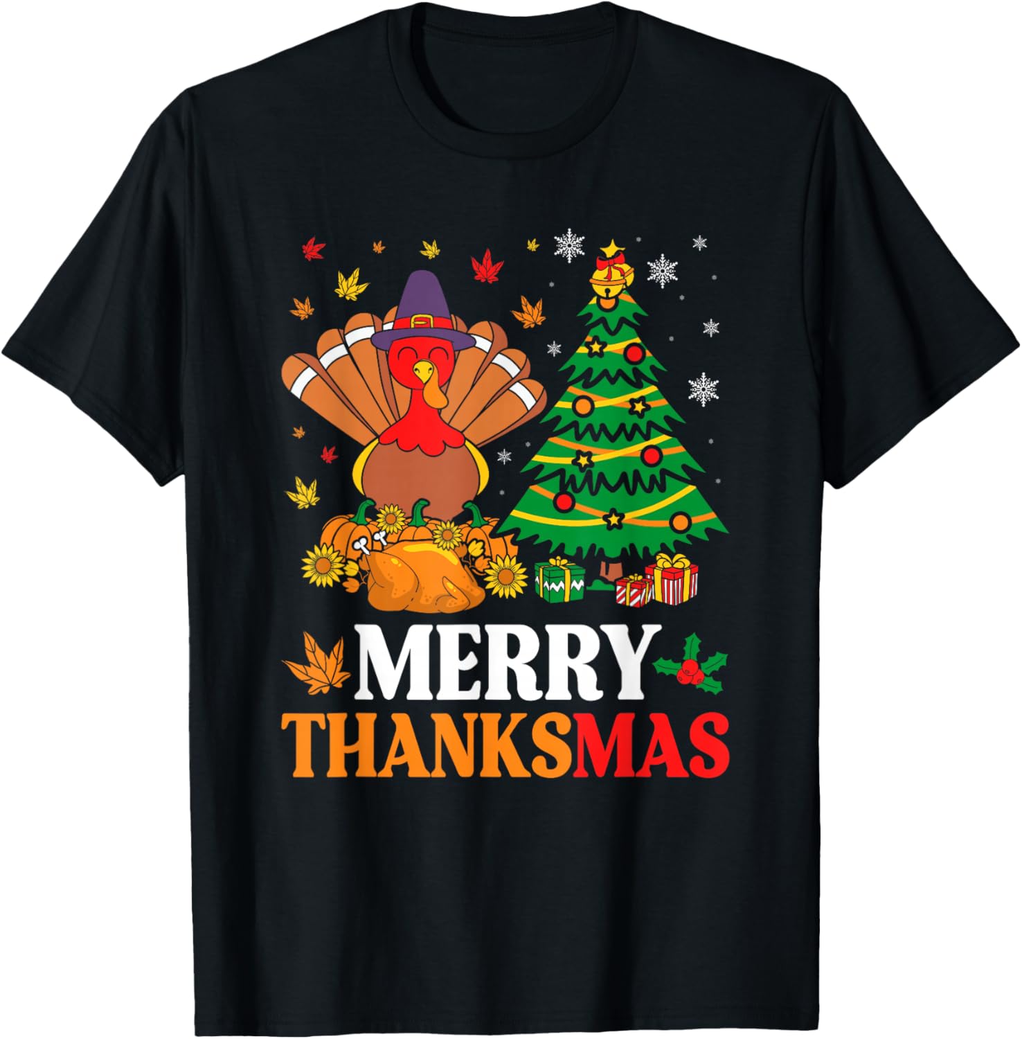 Merry Thanksmas Christmas Thanksgiving Funny Turkey