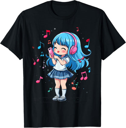 Anime Music Girl Teen Chibi Graphic