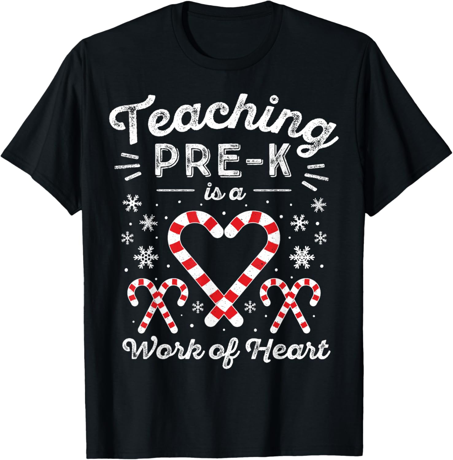 Christmas Candy Cane Work of Heart Preschool & Pre-K Teacher T-Shirt for Men Women Kids