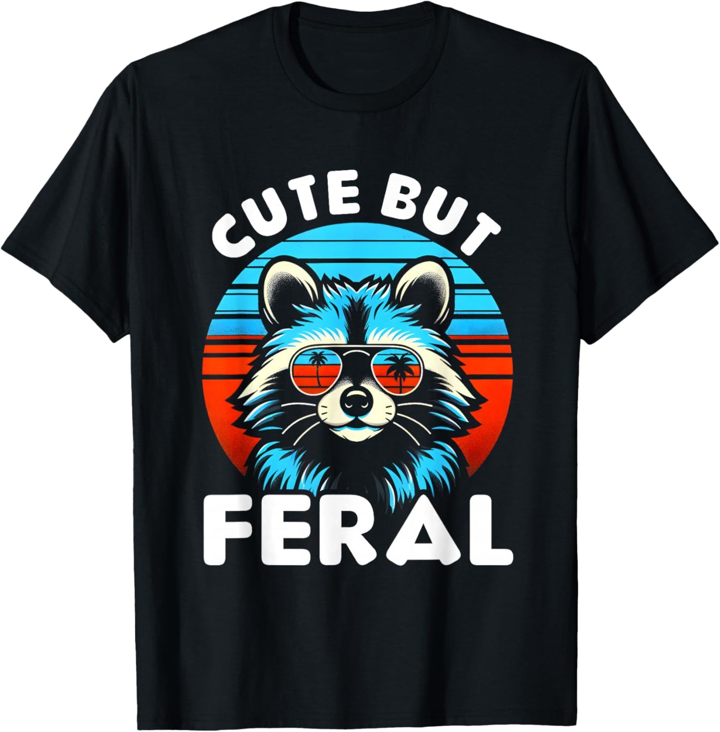 Cute But Feral Funny Colorful Racoon With Sunglasses Racoon