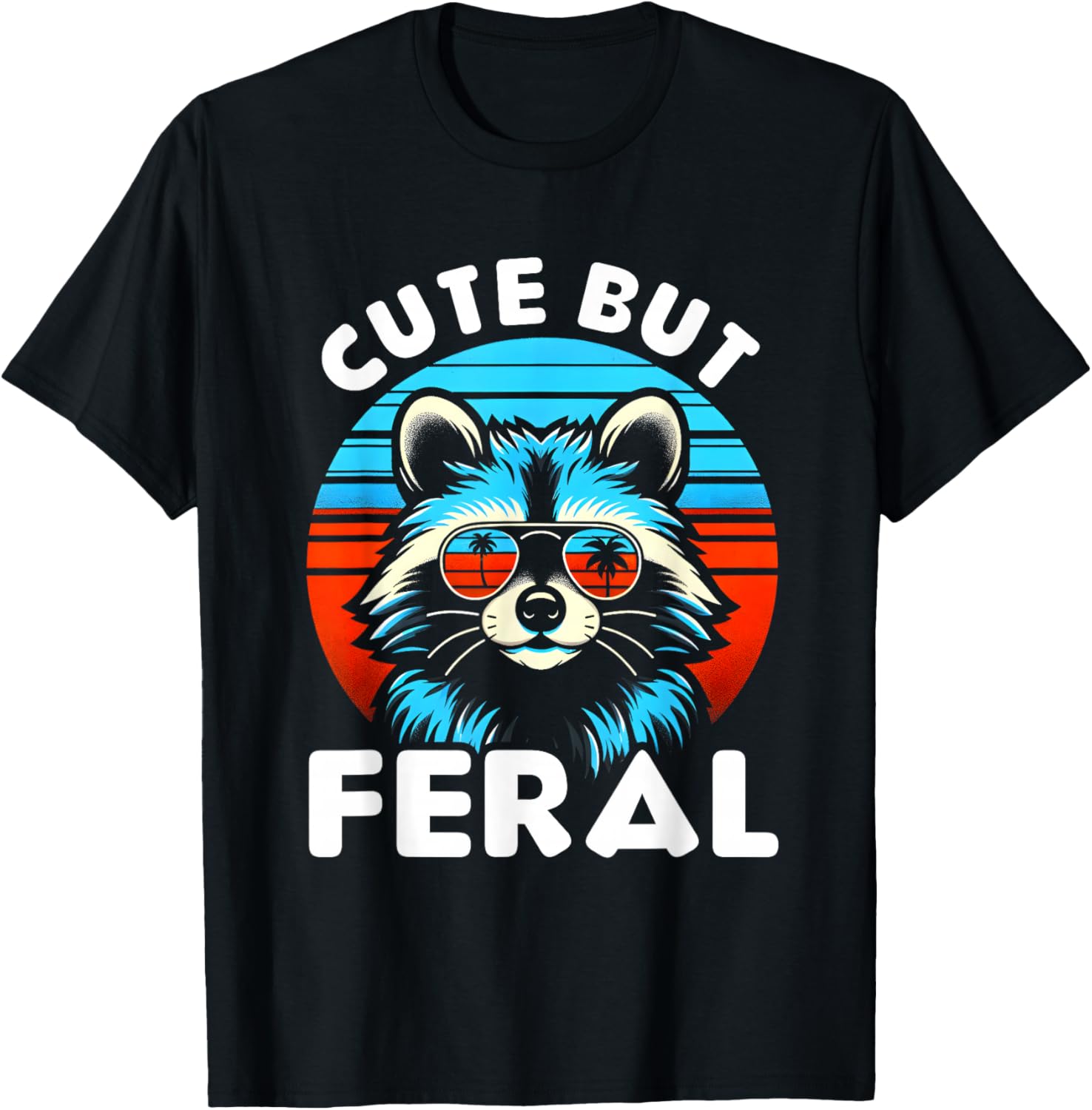Cute But Feral Funny Colorful Racoon With Sunglasses Racoon
