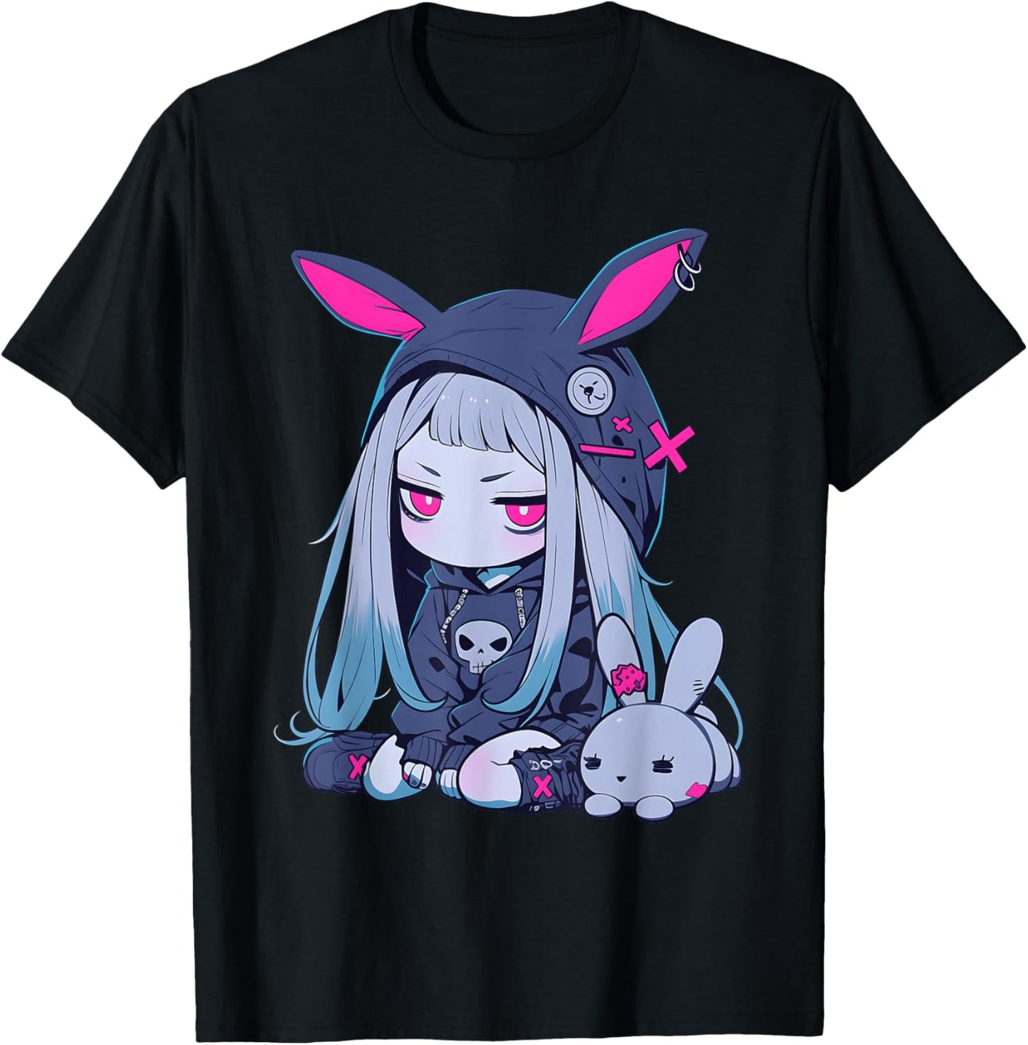 Cute E-Girl Anime Girl Goth Bunny Grunge Gothic Outfit
