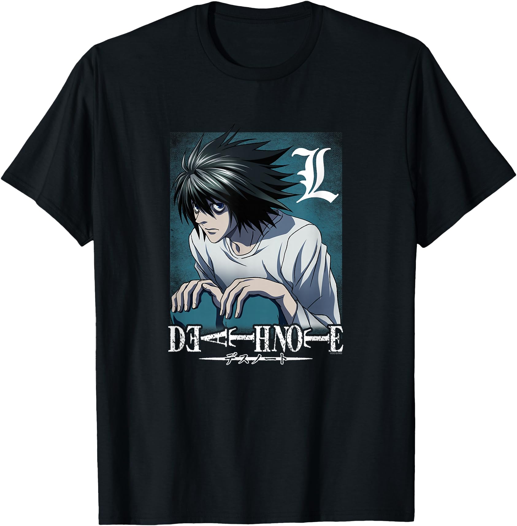 Death Note L Crouching with Logo Anime