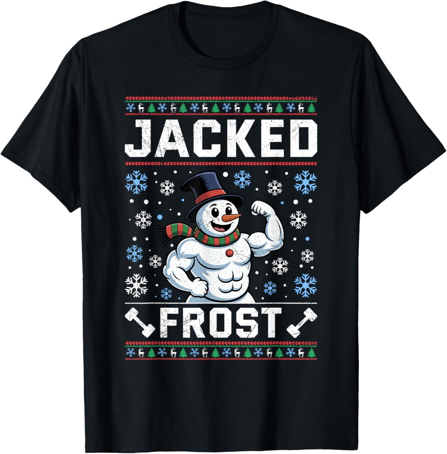 Christmas Jacked Frost Weight Training Funny Gym