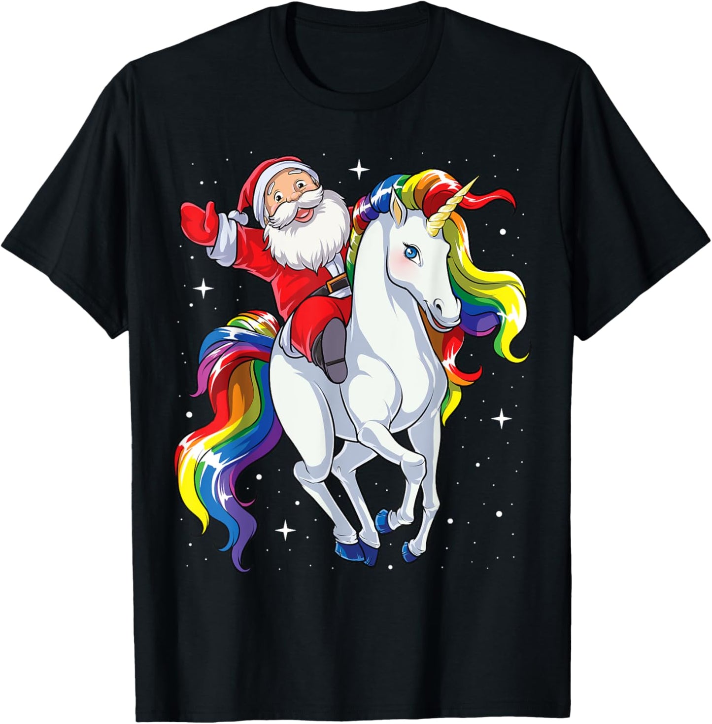 Christmas Santa Riding Unicorn Xmas Girls Women Rainbow