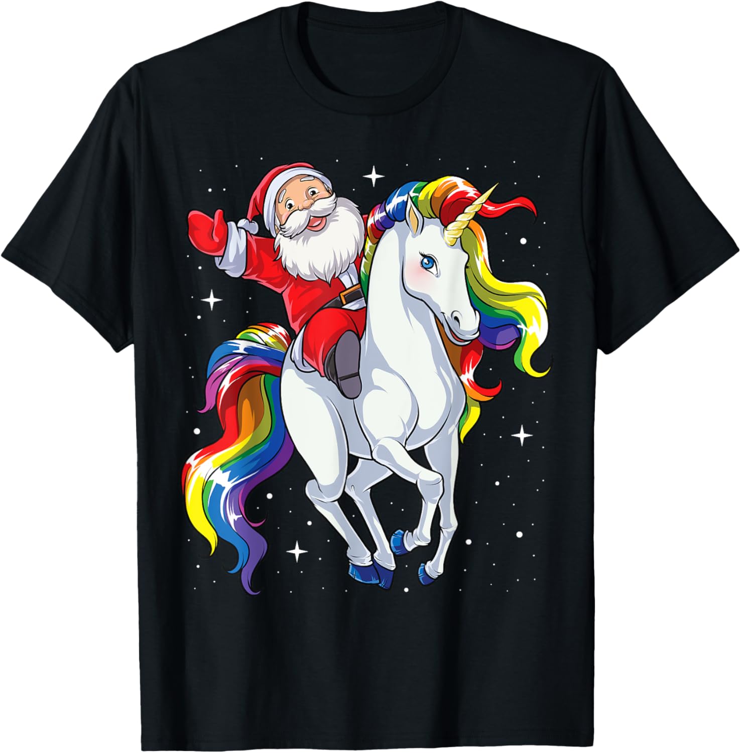 Christmas Santa Riding Unicorn Xmas Girls Women Rainbow