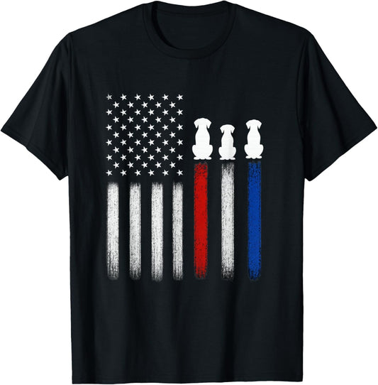 American Flag with Dog Silhouettes, Pet Lover USA T-Shirt