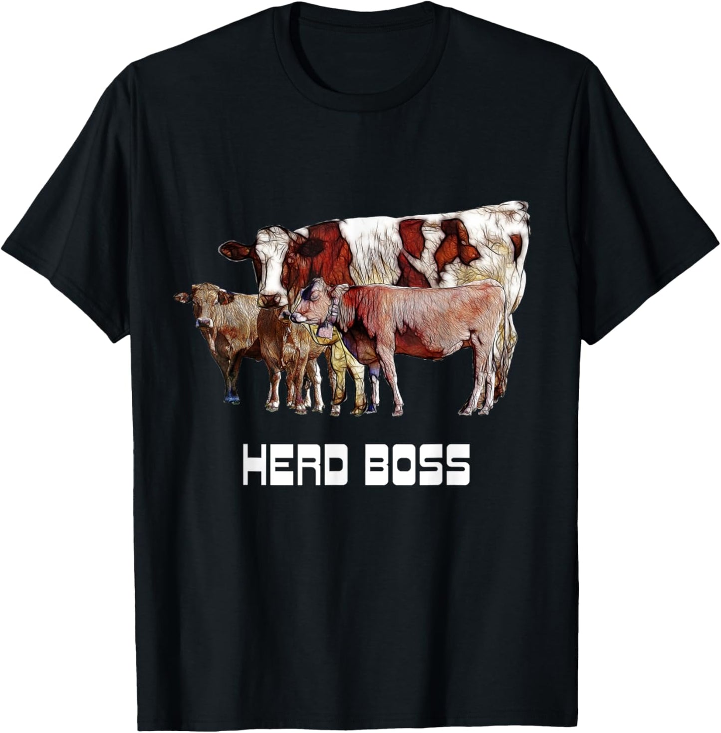HERD BOSS BIG COW LEADER OF THE PACK T-SHIRT XMAS GIFT