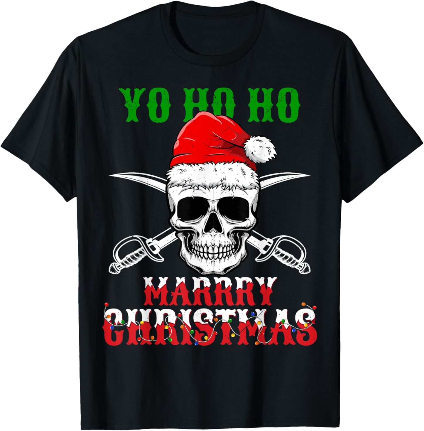Yo Ho Ho Merry Christmas Skull Santa Hat Xmas Party Pirate