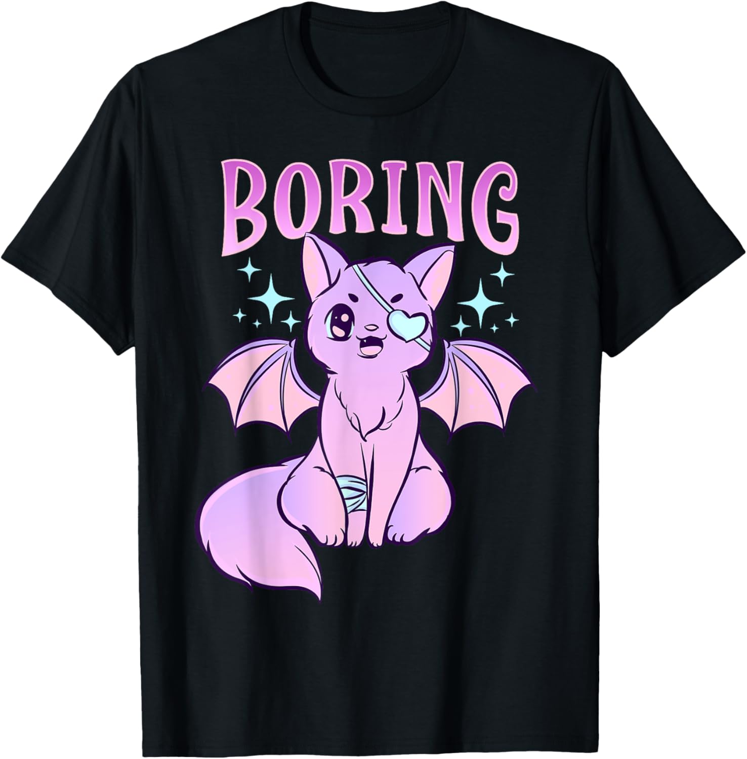 Kawaii Pastel Goth Cute Creepy Bat Cat Anime Theme T-Shirt for Men Women Girls Kids