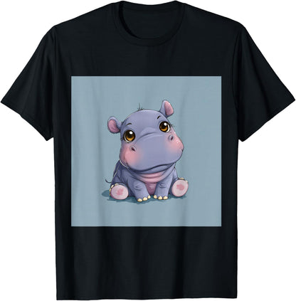 Cute Cartoon Hippo Chibi Style Cute Baby Hippo