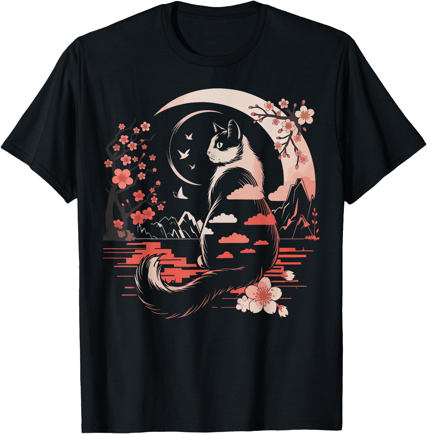 Kawaii Cat Anime Japanese Cute Graphic Tees for Men Women