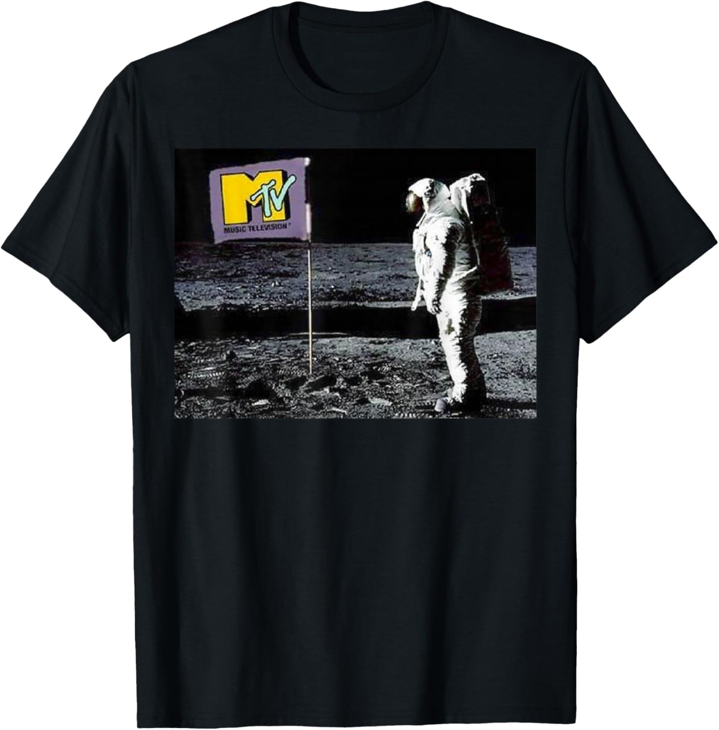 MTV Man On The Moon Logo Flag Graphic Short Sleeve