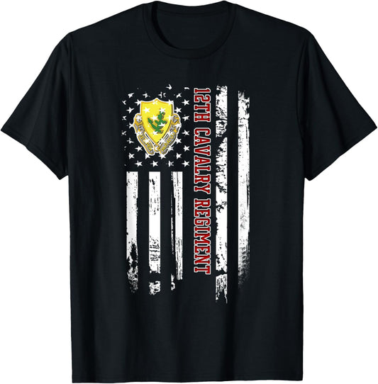 12th Cavalry Regiment Veteran USA Flag Veterans Day Xmas