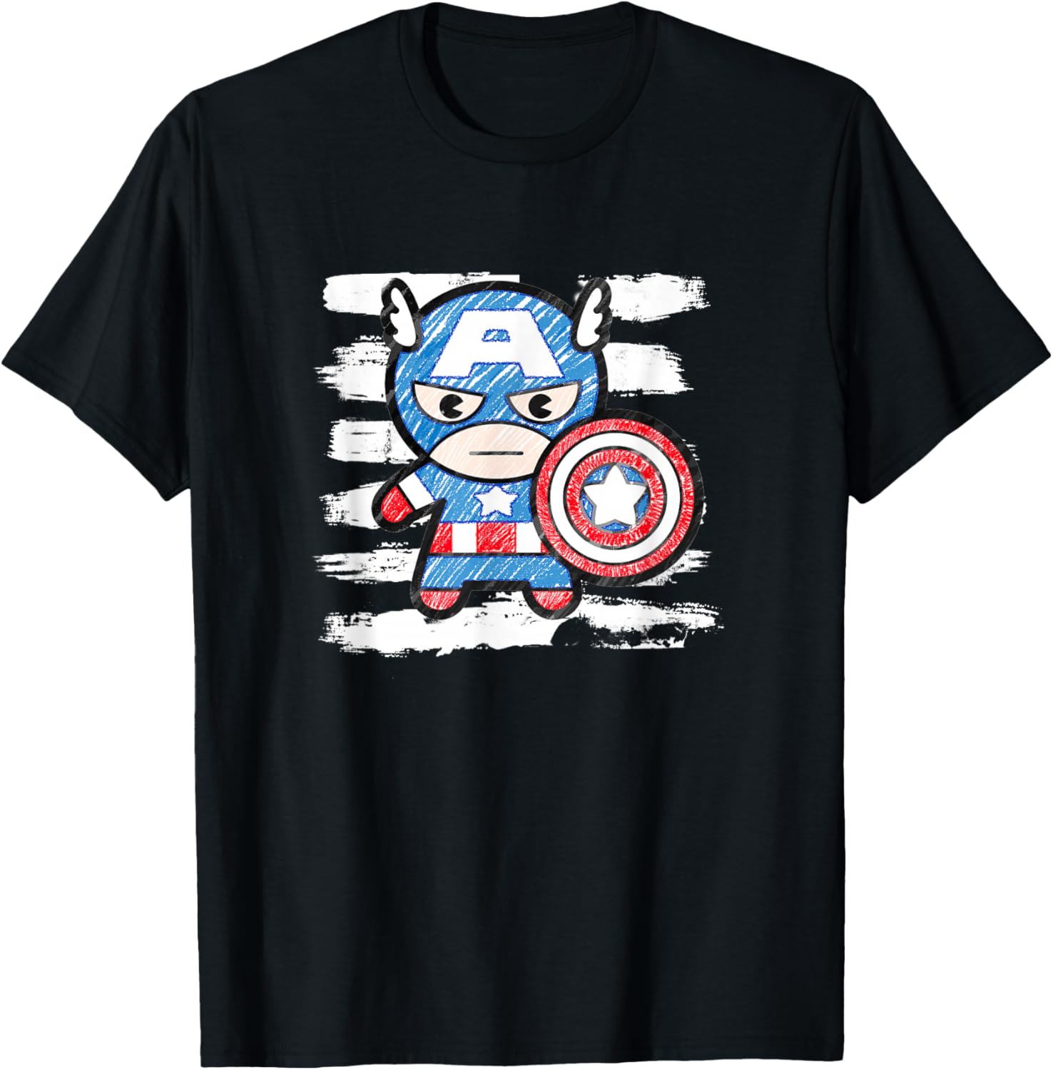 Marvel Kawaii Chibi Captain America Crayon Drawing