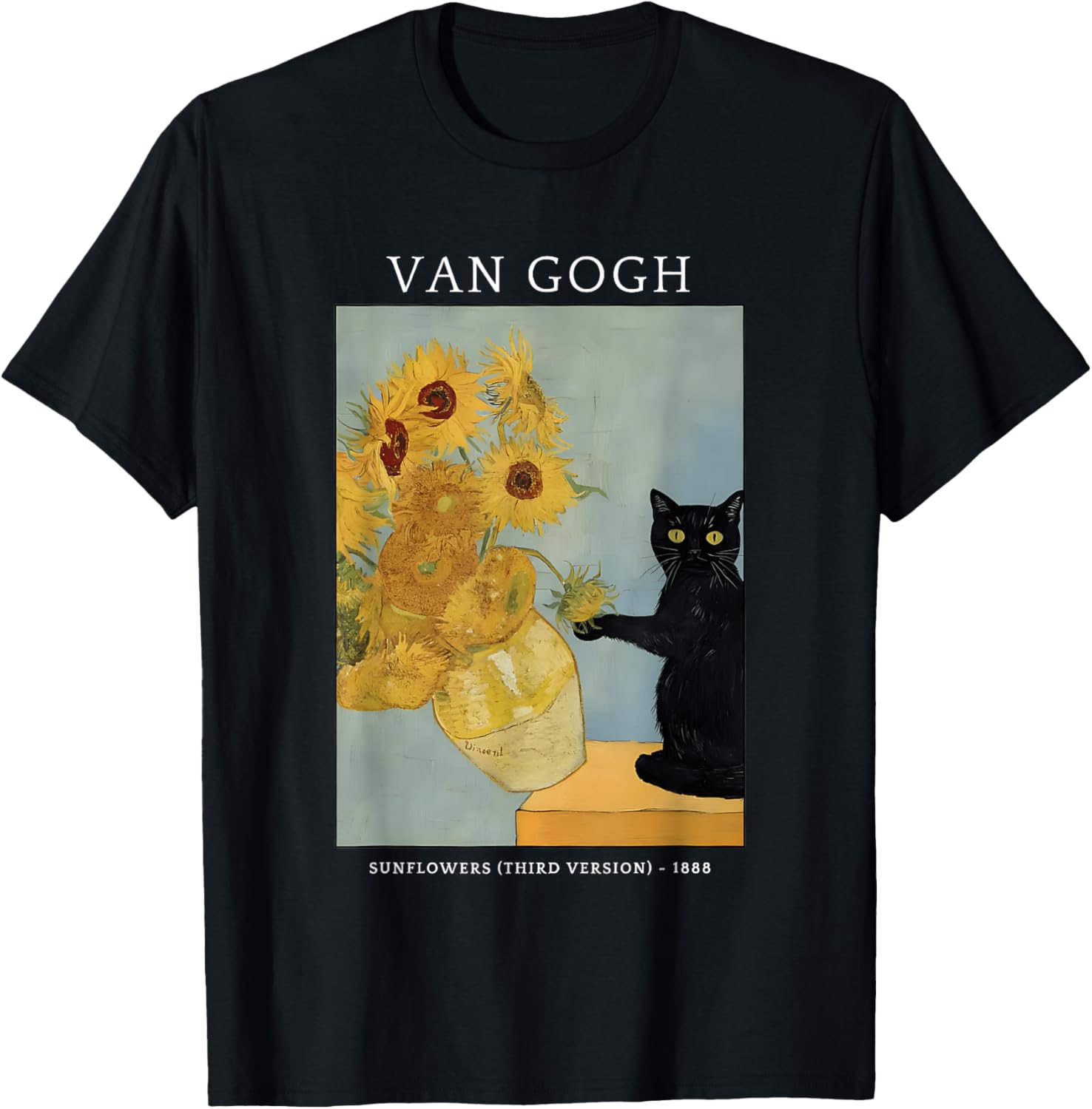 Funny Van Gogh Sunflowers Cat Meme Van Gogh Art Graphic Men Women Kids