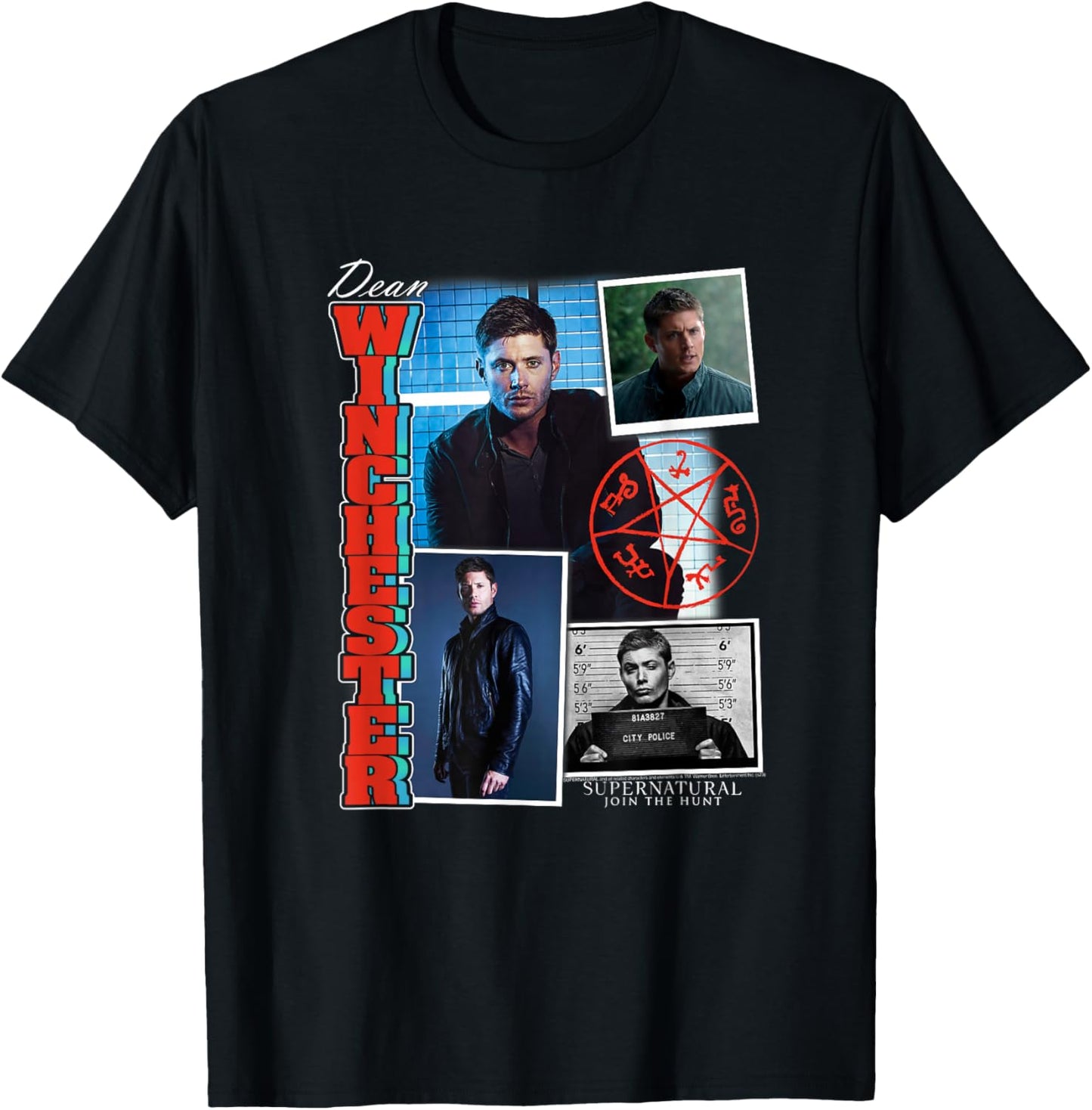 Ripple Junction Supernatural Dean Winchester Collage T-Shirt, Men's\/Unisex, Black, Small, Short Sleeve, Classic Fit, Cotton Blend, Licensed Merchandise, Collage Theme, Letter Print Pattern